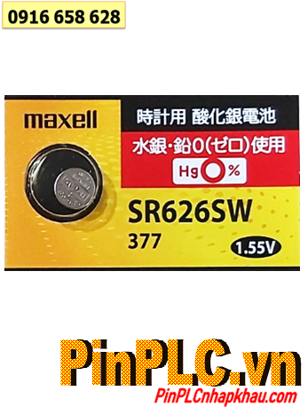 Maxell SR626SW _Pin 377; Pin đồng hồ 1.55v Silver Oxide Maxell SR626SW _Pin 377